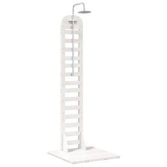 Buitendouche 223 cm Massief grenenhout en roestvrij staal Wit 2