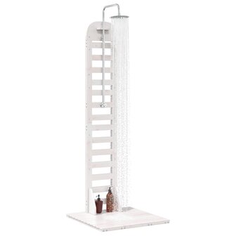 Buitendouche 223 cm Massief grenenhout en roestvrij staal Wit 3