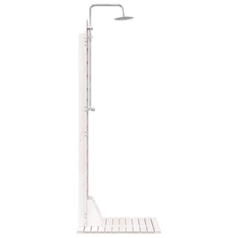 Buitendouche 223 cm Massief grenenhout en roestvrij staal Wit 5