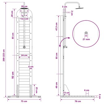 Buitendouche 223 cm Massief Douglas hout en roestvrij staal 11