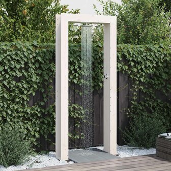 Buitendouche 226 cm Massief grenenhout en roestvrij staal Wit 1