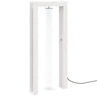 Buitendouche 226 cm Massief grenenhout en roestvrij staal Wit 3