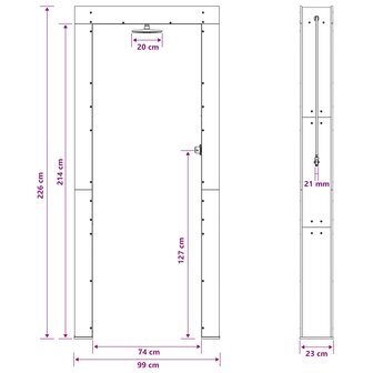 Buitendouche 226 cm Massief grenenhout en roestvrij staal Wit 9