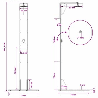 Buitendouche 214,5 cm Massief grenenhout en roestvrij staal 10