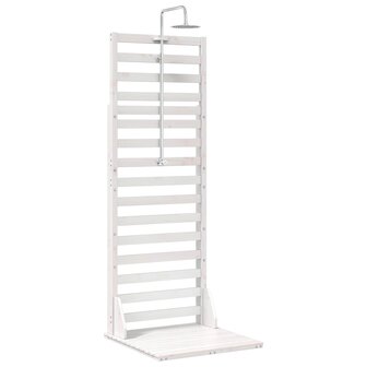 Buitendouche 225 cm Massief grenenhout en roestvrij staal Wit 2
