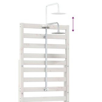 Buitendouche 225 cm Massief grenenhout en roestvrij staal Wit 9