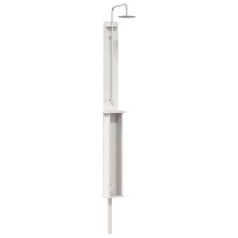 Buitendouche 246 cm Massief grenenhout en roestvrij staal Wit 2