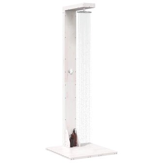 Buitendouche 210 cm Massief grenenhout en roestvrij staal Wit 3