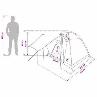 Kamperen tent met dak Wit Blackout 190 x 140 x 105 cm 12