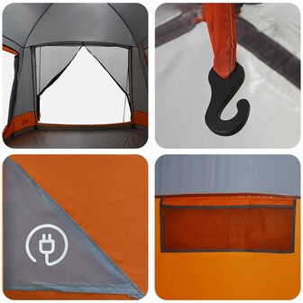 Huisje Tent Grijs en Oranje 8-persoons Polyester en staal 10