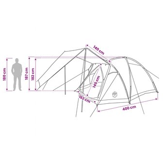 Huisje Tent met dak Leger groen 4-persoons Polyester en staal 12