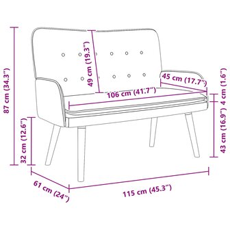 2-Zits Sofa Zwart 115 x 61 x 87 cm Boucl&eacute; 10