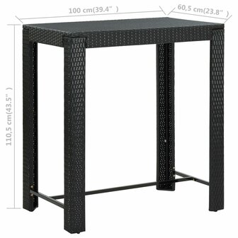 Tuinbartafel 100x60,5x110,5 cm poly rattan zwart 6
