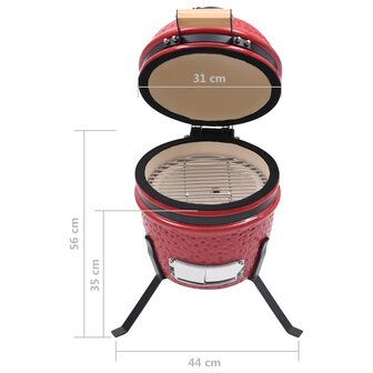 Kamado barbecue 2-in-1 56 cm keramiek rood 12