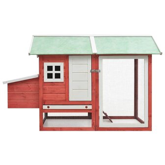 Kippenhok 170x81x110 cm massief grenen- en vurenhout rood 2