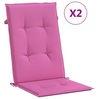 Tuinstoelkussens hoge rugleuning 2 st 120x50x3 cm stof roze 2