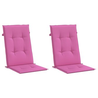 Tuinstoelkussens hoge rugleuning 2 st 120x50x3 cm stof roze 3