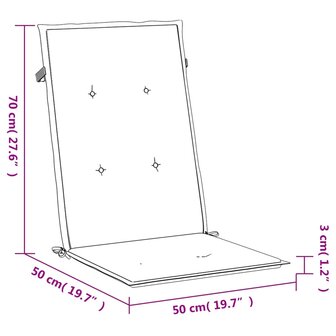 Tuinstoelkussens hoge rugleuning 2 st 120x50x3 cm stof roze 10