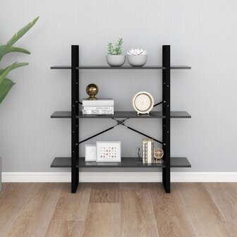 Boekenkast 100x30x105 cm bewerkt hout grijs 4