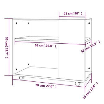 Bijzettafel 70x35x55 cm bewerkt hout grijs sonoma eikenkleurig 8