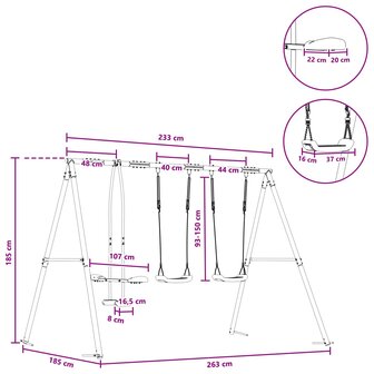 Buiten Schommelset Meerkleurig 263 x 185 x 185 cm Staal en PE 9