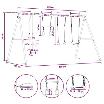 Buiten Schommelset Meerkleurig 330 x 185 x 185 cm Staal en PE 9