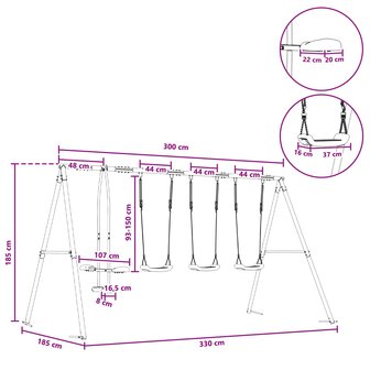Buiten Schommelset Meerkleurig 330 x 185 x 185 cm Staal en PE 9