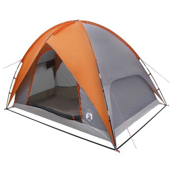 Camping Tent met Regenhoes Waterdicht Koepel Grijs en Oranje 2