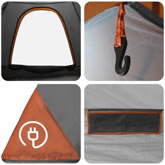 Kamperen tent met dak Grijs en Oranje 190 x 140 x 105 cm 10