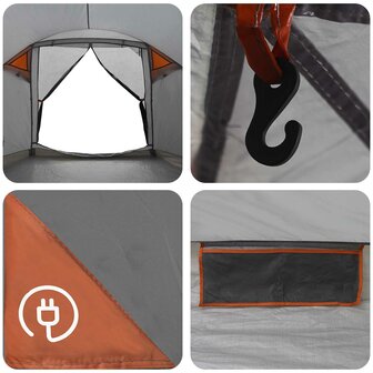 Huisje Tent Grijs en Oranje 4-persoons Polyester en staal 10