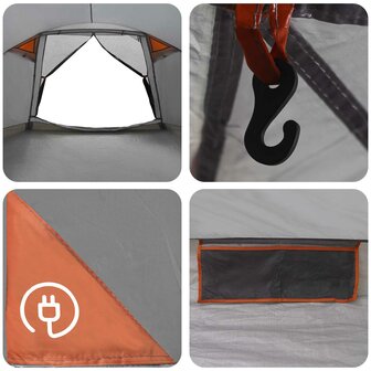 Huisje Tent Grijs en Oranje 8-persoons Polyester en staal 10