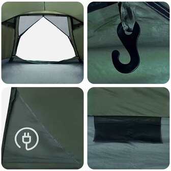 Huisje Tent met dak Leger groen 8-persoons Polyester en staal 10