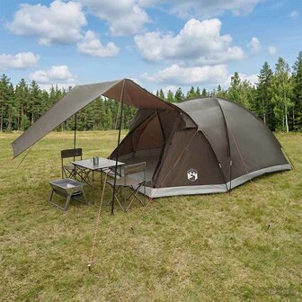 Huisje Tent met dak Bruin grijs 6-persoons Polyester en staal 1