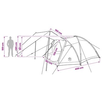 Huisje Tent met dak Bruin grijs 6-persoons Polyester en staal 12