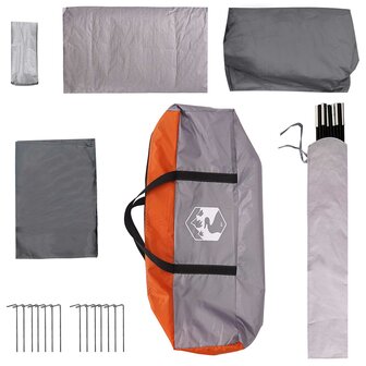 Gezinstent met dak Grijs en Oranje 320 x 210 x 180 cm Polyester 9