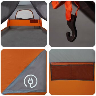 Gezinstent met dak Grijs en Oranje 320 x 210 x 180 cm Polyester 10