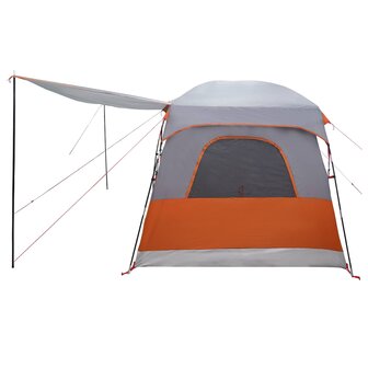 Gezinstent met dak Grijs en Oranje 380 x 260 x 190 cm Polyester 6
