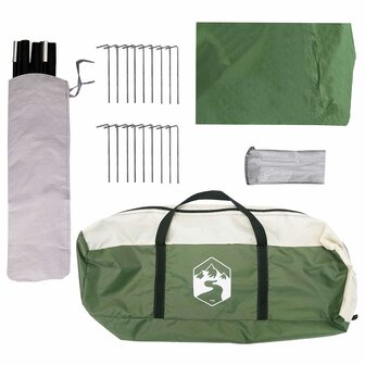 Gezinstent met dak Groen 450 x 400 x 265 cm Polyester en staal 9