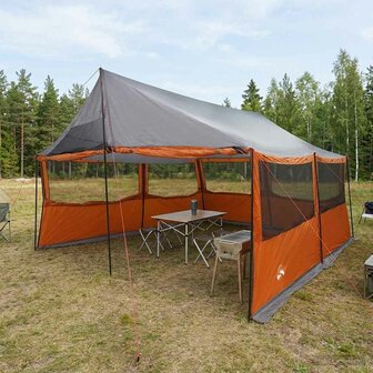 Gezinstent met dak Grijs en Oranje 450 x 400 x 265 cm 1