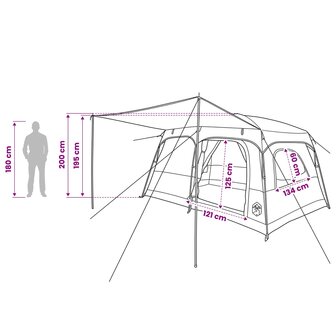 Gezinstent met dak Bruin Grijs 380 x 260 x 190 cm Polyester 12