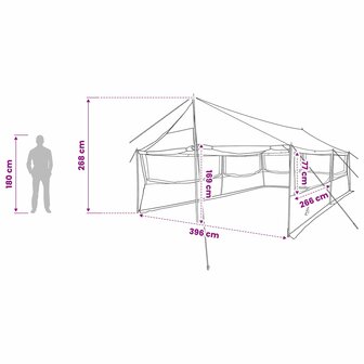 Gezinstent Bruin grijs 600 x 400 x 268 cm Polyester en staal 12