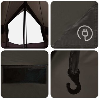 Tipi Tent met dak Bruin Grijs 250 x 250 cm Polyester en staal 8