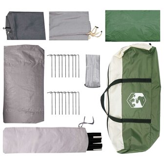 Tunneltent met dak Groen 8-persoons Polyester en staal 9