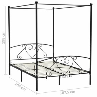 Hemelbedframe metaal zwart 160x200 cm  7