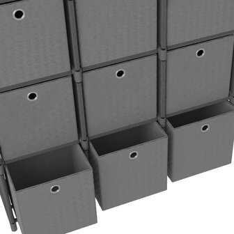 Kast met 15 vakken met boxen 103x30x175,5 cm stof grijs 6