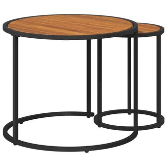 Salontafelset2 pcs Naturel en Zwart 55 x 55 x 45 cm 6