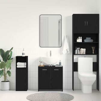 Wastafelmeubel 60x33x60 cm spaanplaat zwart eikenkleurig 3