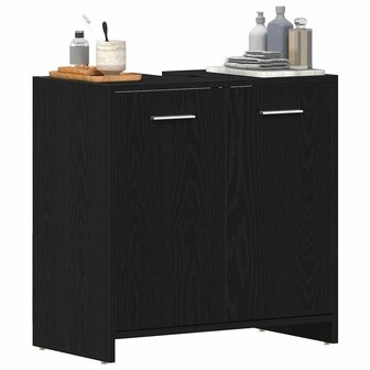 Wastafelmeubel 60x33x60 cm spaanplaat zwart eikenkleurig 4