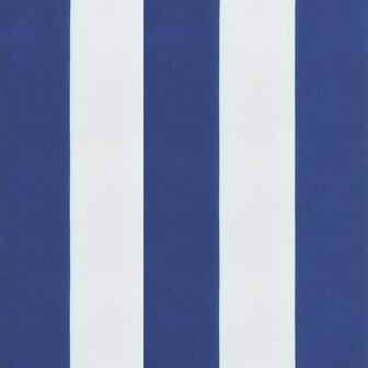 Stoelkussens 2 st lage rug gestreept stof wit en blauw 9