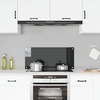 Spatscherm keuken 90x40 cm gehard glas zwart 1